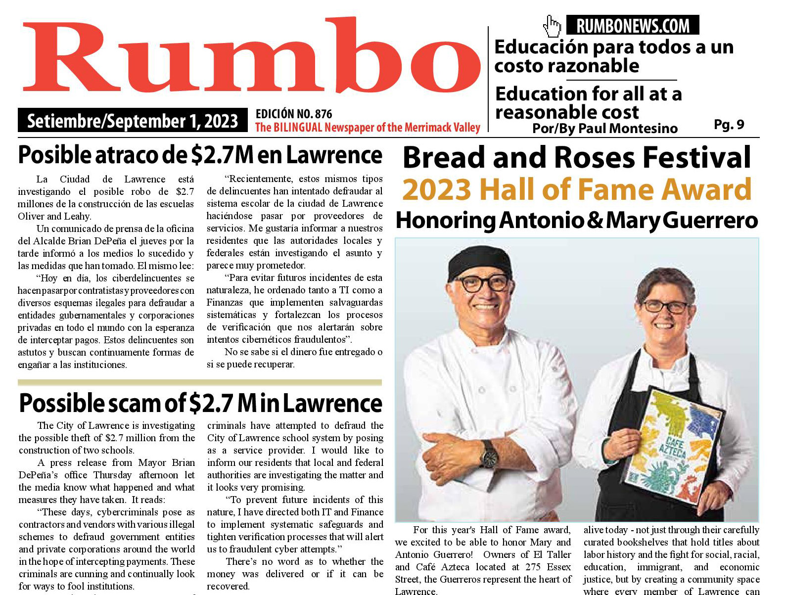 September/Setiembre 01, 2023 Edition – RUMBO News